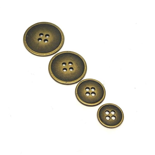 6 aged bronze colour metal buttons, bronze metal buttons, brass colour metal buttons, bronze blazer buttons, bronze coat buttons