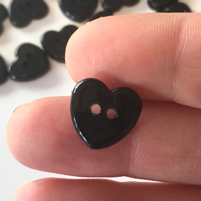 10, black heart buttons, black buttons, heart shaped buttons, baby buttons, valentines buttons, buttons uk, resin buttons, 14mm buttons image 5