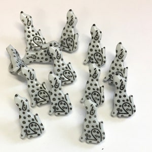 10, dalmation dog shaped novelty buttons with a rear shank, cute childrens buttons, canine buttons, dog buttons