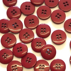 10, 14mm 22L Red Resin Buttons, Red Buttons, Bright Red Buttons