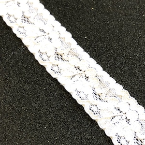 5M, 22mm breite elastische Spitze, weiße Dehnspitze, weiße elastische Spitze, weiße Dessous-Spitze, weiße Edging-Spitze