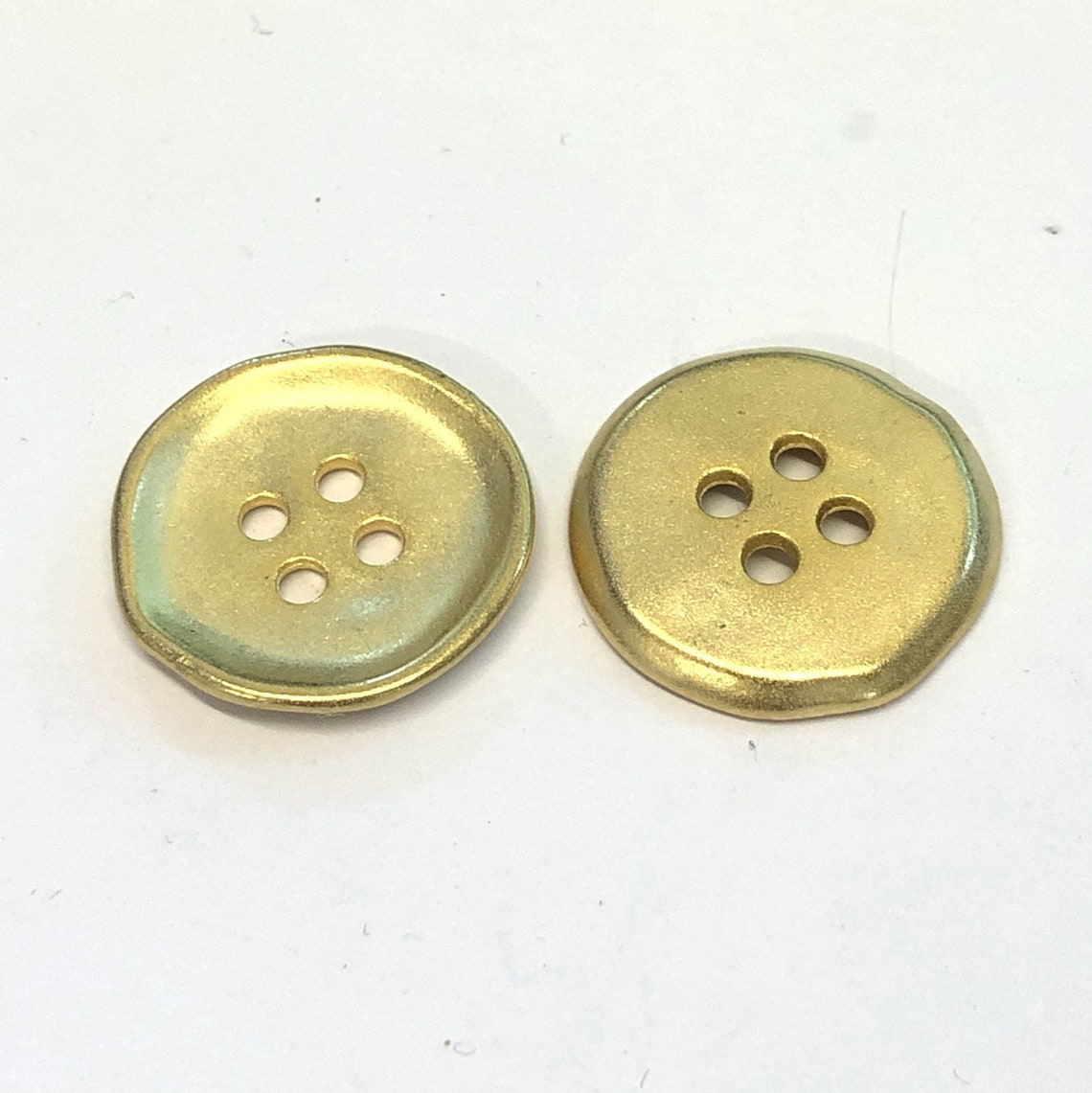 6 Hammered Effect Metal Gold Coat Buttons 4 Hole Metal Etsy