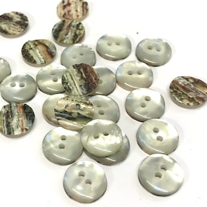10 Grey Opalescent Resin Buttons: Marbled Cardigan Buttons (15mm)