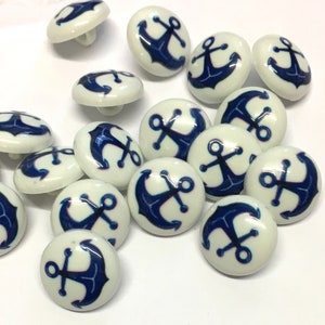 Blue Anchor Picture Buttons: Novelty Shank Buttons (15mm, 10 pc)