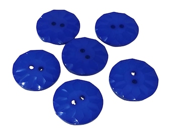 6pcs, 23mm faceted royal blue jacket buttons with 2 holes