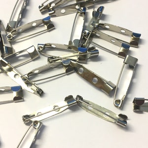 10/20/50 silver tone brooch backs, lapel pins, pins, jewellery making, silver findings, brooch bins, 2 hole brooch pins