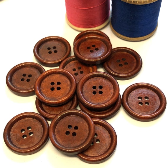 4 Dark Brown Buttons, Handmade Brown Wooden Button, Wood Buttons, Set of  Four 1 Inch or 25mm 