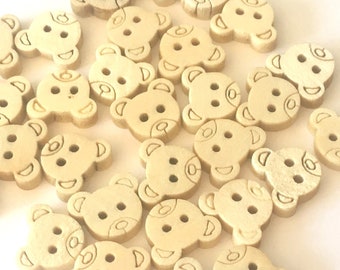 10stk geätzte Holz Teddybär Knöpfe, Neuheit Handwerk Knöpfe (12,5 mm)