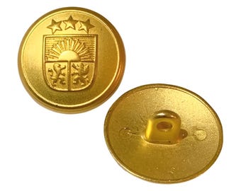 6pcs, 23mm gold metal blazer buttons with shield and star detail