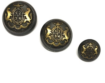 6 Patchwork Effect Bronze Metal Coat Buttons, Heavy Metal Buttons, Bronze  Metal Buttons, Bronze Blazer Buttons, Gold Coat Buttons 