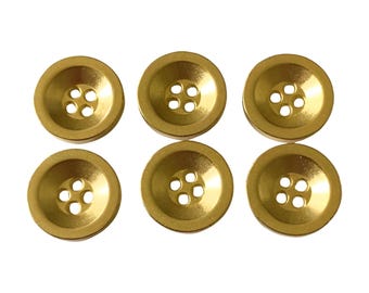 6pcs Pale Gold Metal Cuff Buttons - 15mm (size 24L)