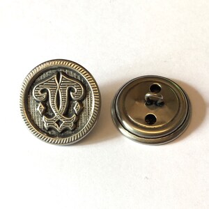 2pcs Vintage Aged Silver Metal Shank Buttons: Embossed Design (22mm) - Etsy