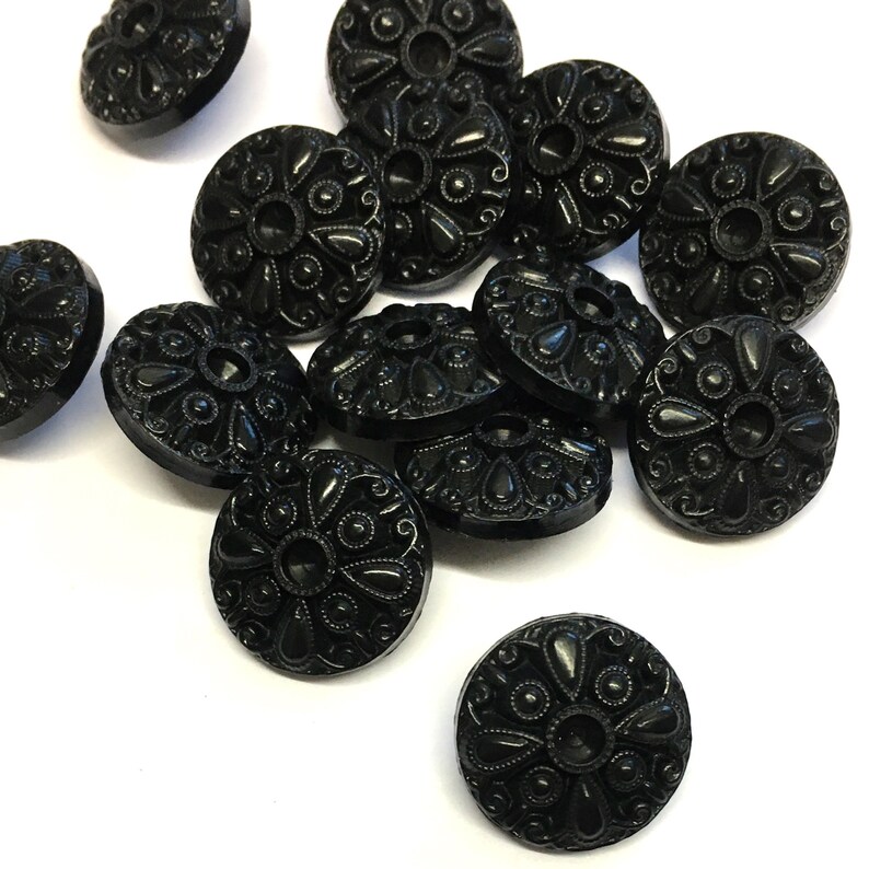10 X 18mm 28L Fancy Black Shank Buttons Decorative Shank Etsy UK