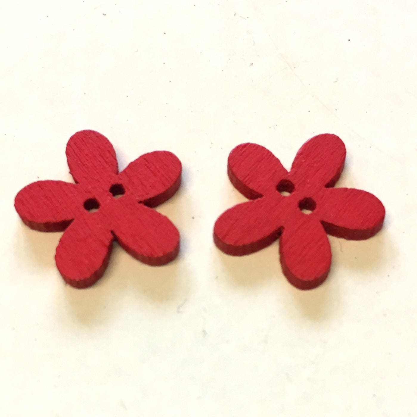 20 14mm Flower Buttons Mixed Colour Flower Buttons Wooden Etsy
