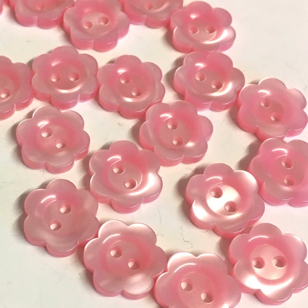 10 Stück, rosa Blumenknöpfe, blumenförmige Knöpfe, 12mm Knöpfe, opalisierende Knöpfe, Puppenknöpfe, Babyknöpfe, geblümte Knöpfe, rosa Knöpfe