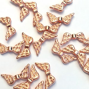 20 rose gold angel wing beads, angel wing beads, rose gold beads, rose gold wings, wing beads, jewellery beads, craft supplies