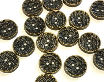 6 x aged bronze metal Italian buttons, open wave pattern, 3 sizes available, bronze metal buttons, suit buttons, blazer buttons