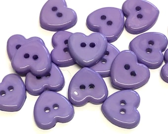 10, purple heart buttons, purple buttons, heart shaped buttons, baby buttons, valentines buttons, buttons uk, resin buttons, 14mm buttons