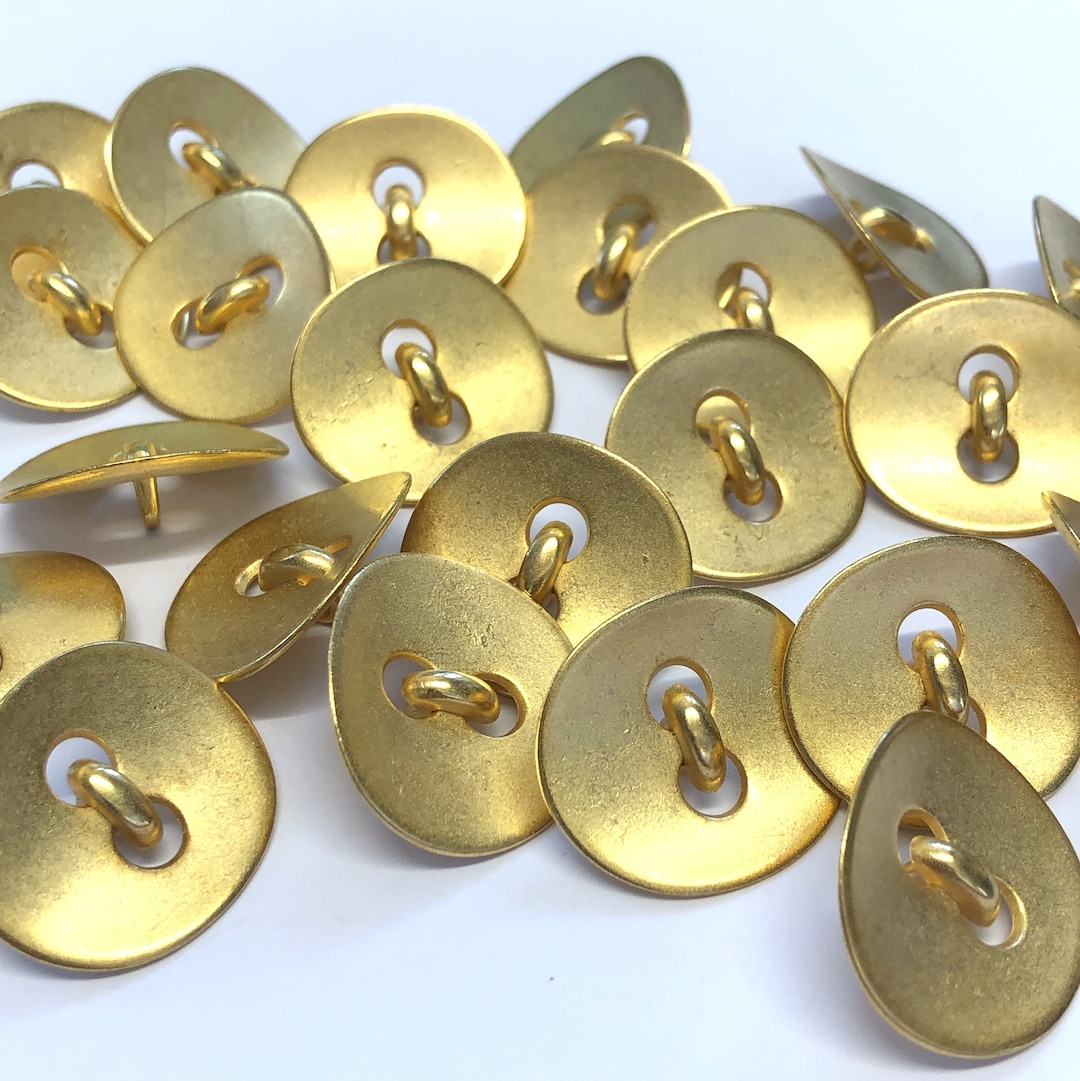 5 25mm Gold Metal Buttons, Gold Metal Buttons, Vintage Style Metal