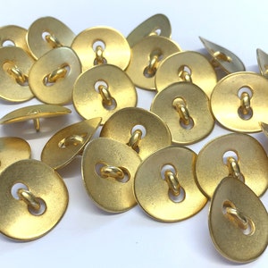 5 Gold Metal Buttons: 25mm Curved Vintage Style