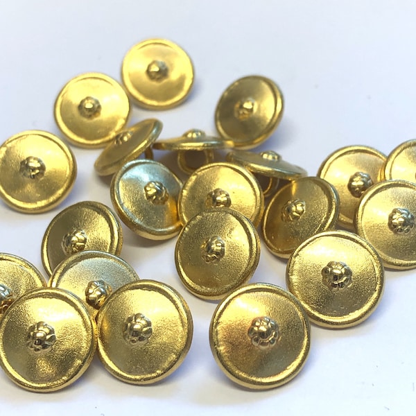 10, 13mm (20L) gold metal buttons , embossed flower detail, gold shank buttons, small gold buttons