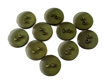 10pcs Dark Green Transparent Buttons: 15mm Resin 2-Hole Buttons