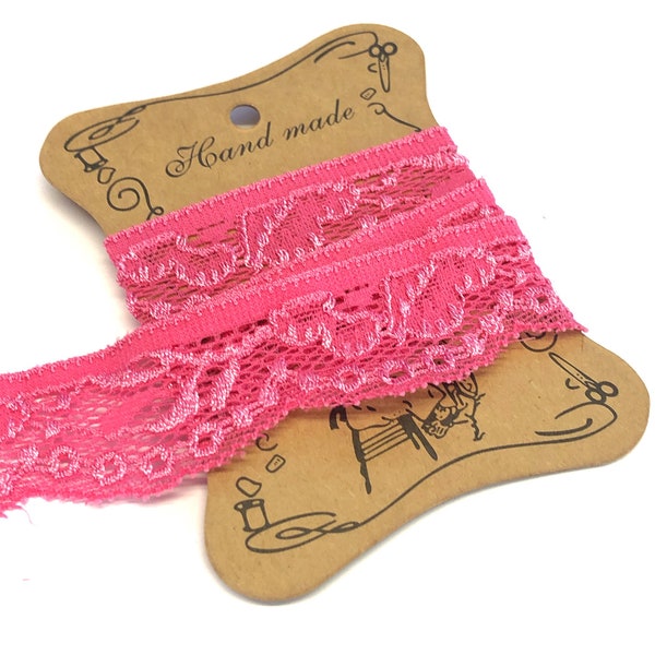 5M, dentelle extensible rose de 29 mm, dentelle knicker rose, élastique rose, dentelle extensible rose vif, artisanat de mariage, dentelle shabby chic, élastique fantaisie