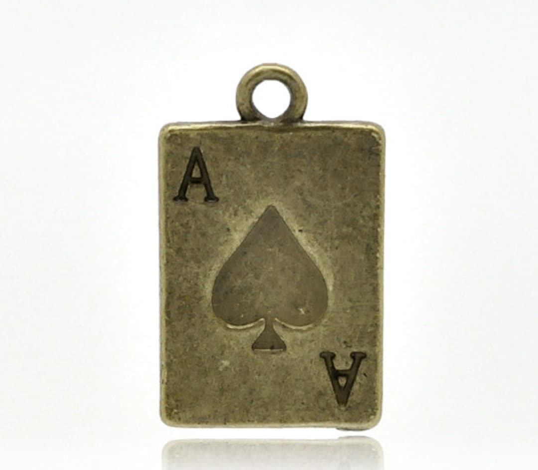 10, Metal Charms, Ace of Spades Charms, Antique Bronze Charms