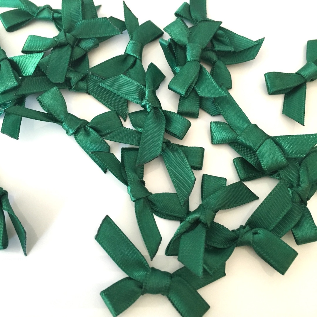 20 Satin Ribbon Bows Emerald Green Ribbon Bows Emerald Etsy