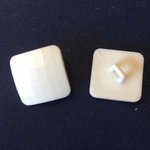 10, 17mm faceted square resin buttons, square white buttons, white jacket buttons, white shank buttons, square buttons, sewing buttons