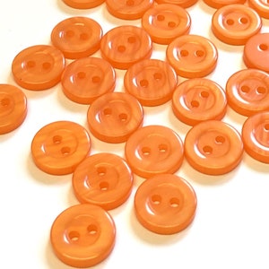 20, 11mm (18L) orange opalescent buttons, orange baby buttons, orange resin buttons, 11mm buttons, sewing buttons, baby knit buttons