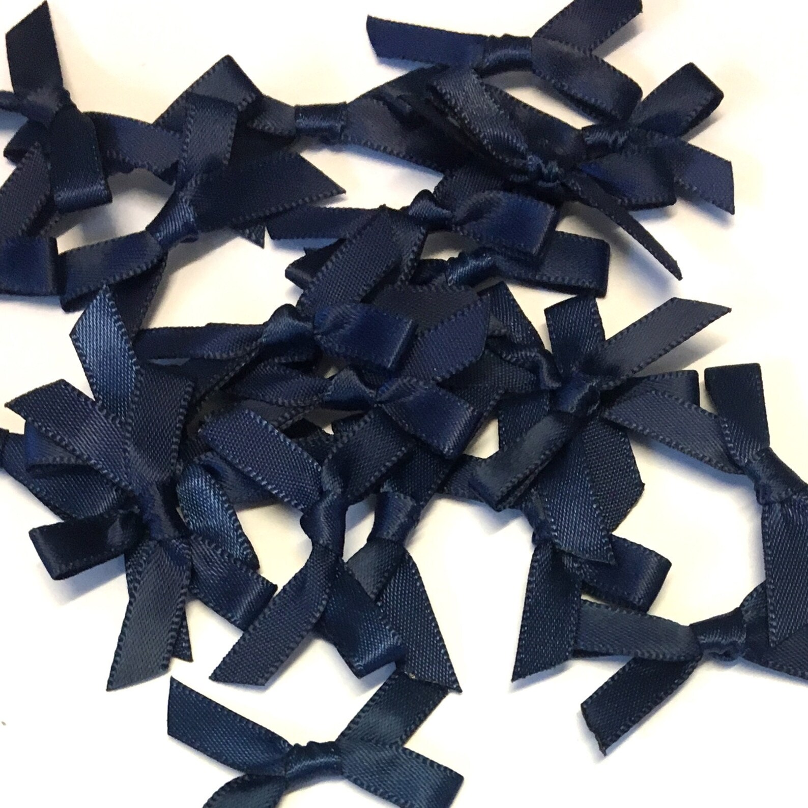 20 Satin Ribbon Bows Navy Blue Ribbon Bows Navy Blue Satin Etsy