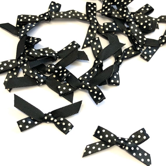 黒のドット柄サテンリボン10個セット：7mm クラフト用品 - Etsy 日本