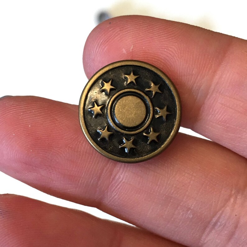 10 X 17mm Antique Bronze Metal Etched Star Jean Tack Buttons Etsy