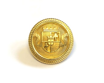6 x gold metal buttons, 20mm round, gold colour, coat of arms, military buttons, vintage style, BUT178, blazer buttons, craft button