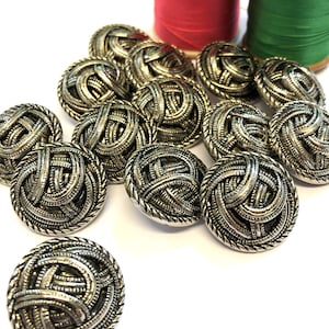 6, 25mm gewölbte gemusterte altsilber metallic Schaftknöpfe, ausgefallene Silberknöpfe, silberne Mantelknöpfe, gemusterte Mantelknöpfe,