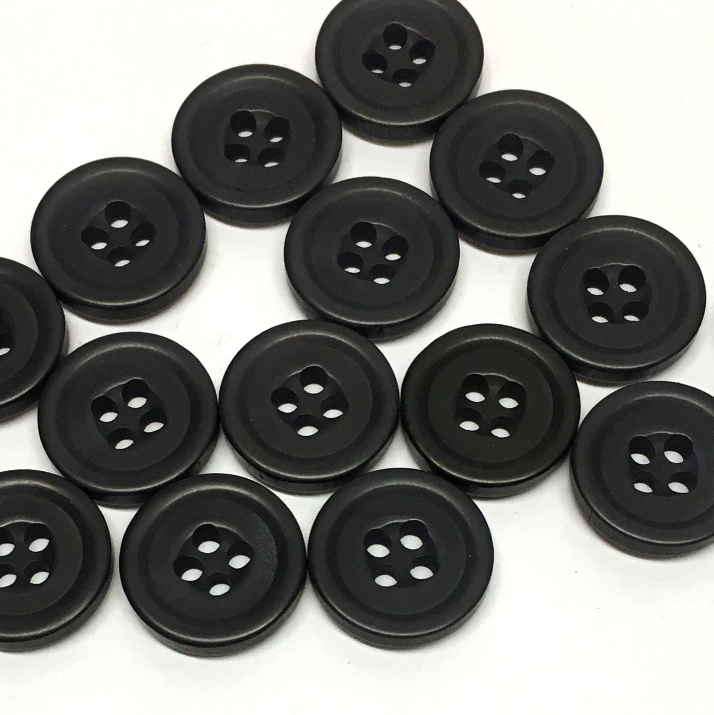 10 15mm 24L black shirt buttons dipped centre with four | Etsy