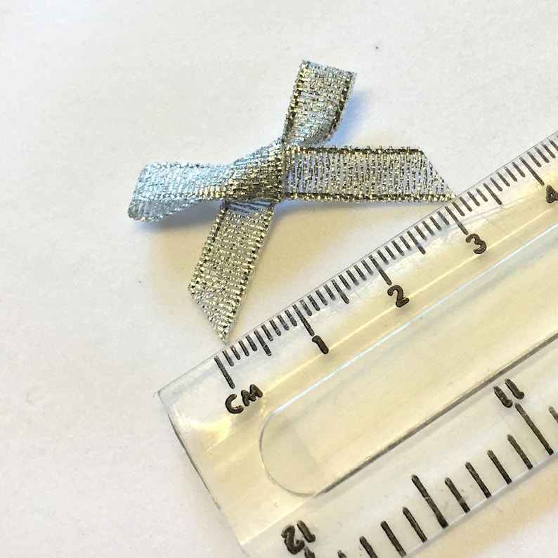 10 Silver Bows Silver Ribbon Bows Silver Lurex Bows 7mm Etsy