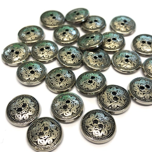 10 Silver Flower Metal Shank Sewing Buttons 12mm Jacket Silver Buttons 1/2" 