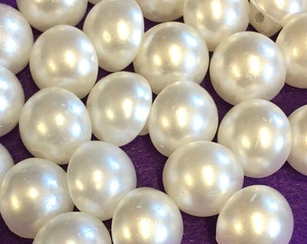 10pcs White Pearl Buttons: 12mm Plastic Craft Buttons