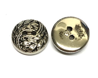 10 x zilveren metalen knoppen, metalen kunststof, ronde knoppen, knoppen in vintage stijl, 15 mm knoppen, mooie knoppen, ambachtelijke knop, gouden knop