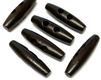 5 stuks houten knopen van echt olijfhout knevel togle ovaal houten knopen natuurlijke knopen (40 mm