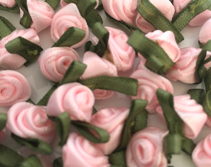 20 Pink Ribbon Roses Satin Ribbon Roses Pink Satin Roses Etsy
