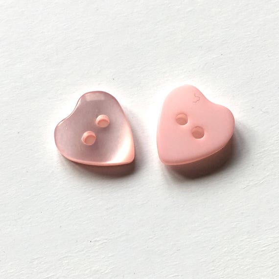 10, Bright Pink Heart Buttons, Pink Buttons, Heart Shaped Buttons