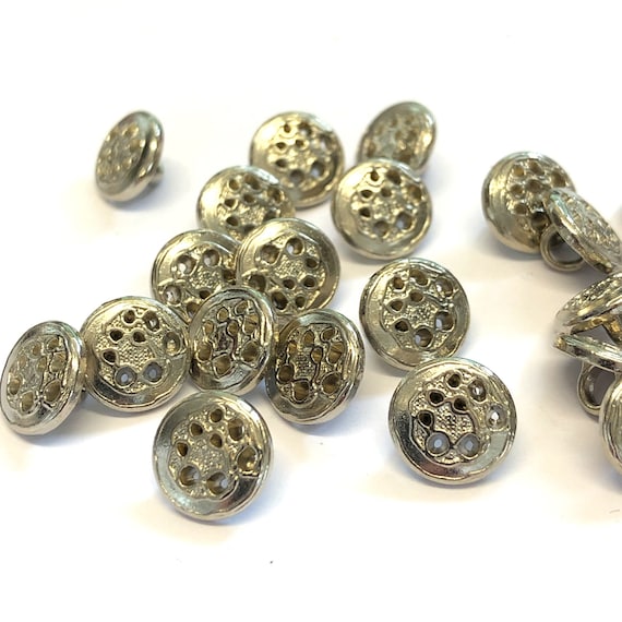 6, 10mm 16L Tiny Matt Silver Metal Shirt Buttons, Silver Shank