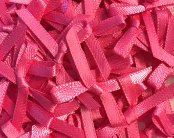 20 laços de fita de cetim rosa choque, 5 mm