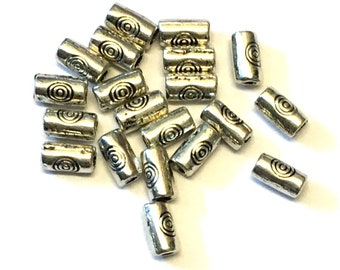 40 Silber Metall Barrel Spacer Perlen: 5 mm Tube Perlen