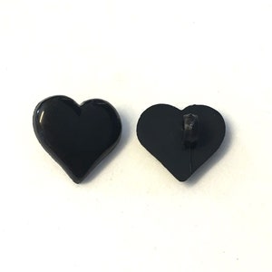 10 Black Heart Buttons, Heart Buttons, Black Buttons, 15mm Heart ...