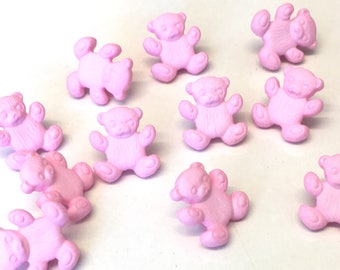 10 pink teddy buttons, pink teddy bear buttons, pink novelty buttons, pink childrens buttons, pink 15mm buttons, baby buttons, childrens