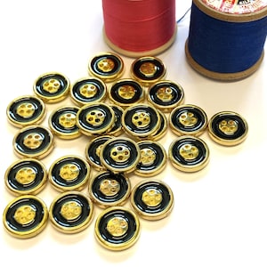 10, 15mm (24L) gold buttons, decorative buttons, black buttons, metallic buttons, 1vintage buttons, decorative buttons, uk buttons